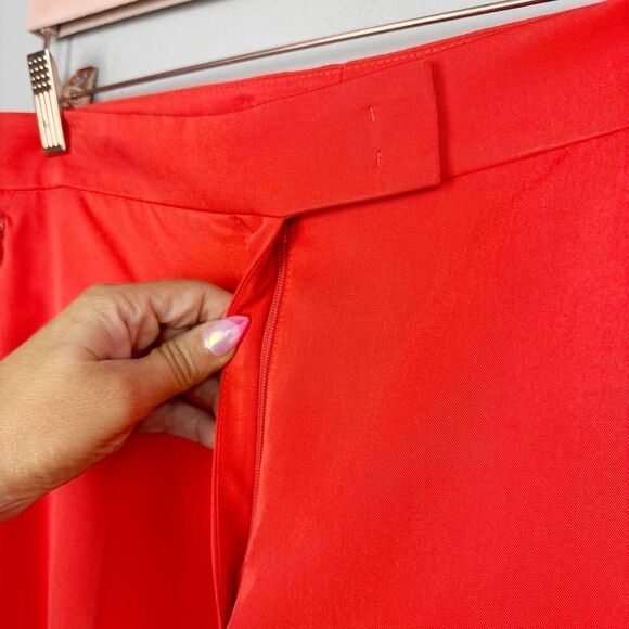 AKRIS | NEW Floretta Orange Wide Leg High Waist Silk Pants Women’s Size 8 - Picture 7 of 16